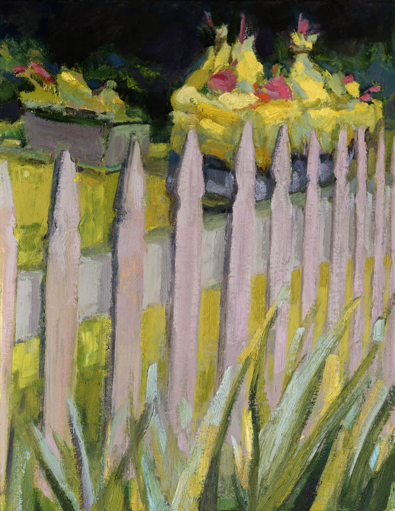 Picket Garden, an oil painting by Christine Kuhr